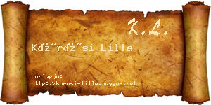Kőrösi Lilla névjegykártya